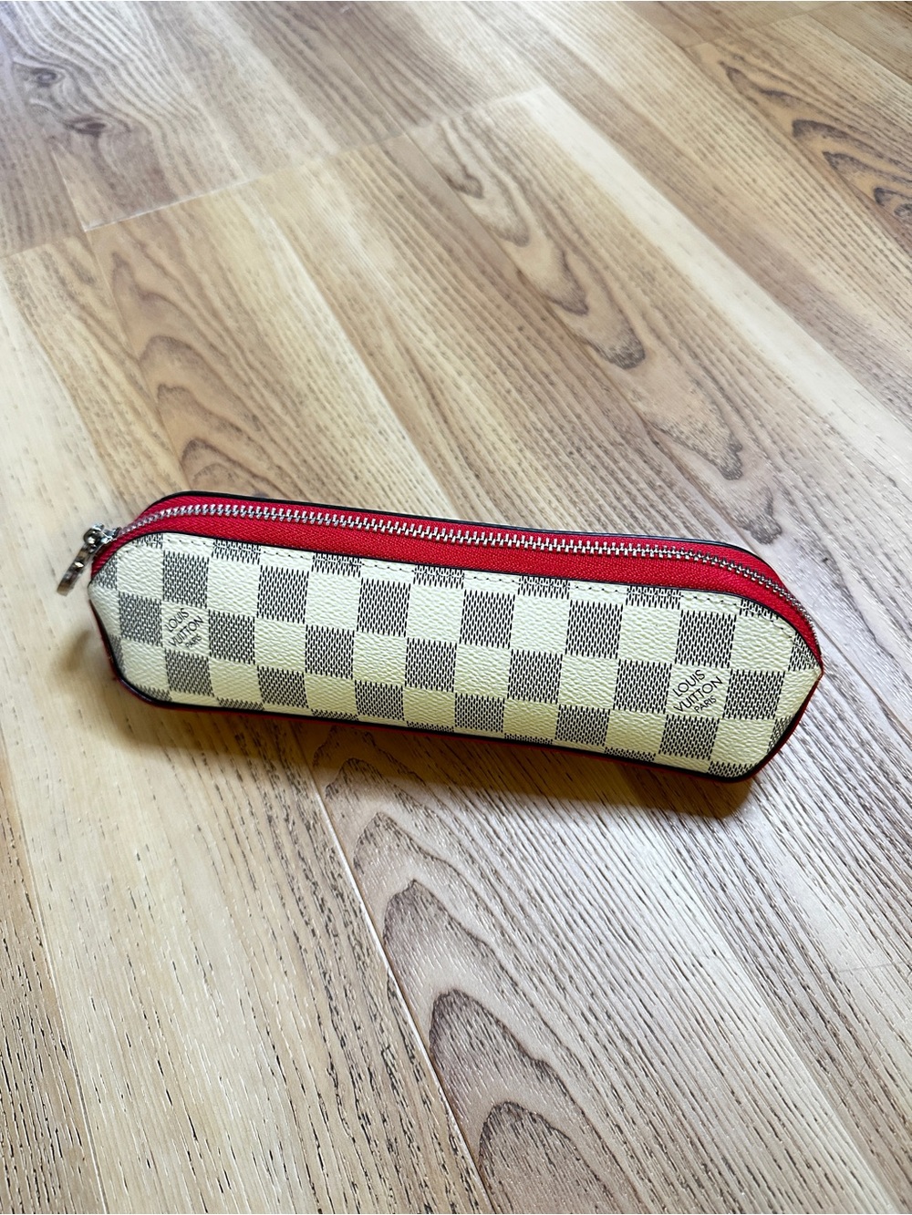 Louis Vuitton Damier Azur Pencil Case with Red Trim